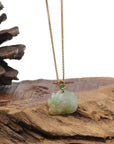 Baikalla 18K Yellow Gold "Lotus Flower" Natural Icy Green & Yellow Jadeite Jade Pendant