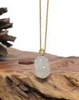 Baikalla 18K Yellow Gold "PiXiu" Natural Icy White & Yellow Sajin (Golden Dust) Flowers Jadeite Jade Pendant