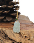 Baikalla 18K Yellow Gold "Baby Monkey" Natural Icy Light Green Jadeite Jade Pendant