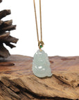 Baikalla 18K Yellow Gold "Baby Monkey" Natural Icy Light Green Jadeite Jade Pendant