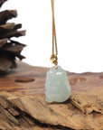 Baikalla 18K Yellow Gold "Baby Monkey" Natural Icy Light Green Jadeite Jade Pendant