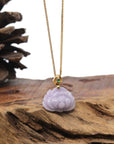 Baikalla 18K Yellow Gold "Lotus Flower" Natural Lavender Jadeite Jade Pendant W/ Natural Diamond