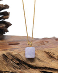 Baikalla 18K Yellow Gold "TongTong" (Good Luck Button) Natural Vixen Lavender Jadeite Jade Pendant W/ Natural Diamonds