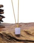 Baikalla 18K Yellow Gold "TongTong" (Good Luck Button) Natural Vixen Lavender Jadeite Jade Pendant W/ Natural Diamonds
