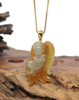 Baikalla 18K Yellow Gold "Angel" Natural Icy Jadeite Jade Pendant