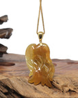 Baikalla 18K Yellow Gold "Angel" Natural Icy Jadeite Jade Pendant
