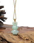 Baikalla 18k Yellow Gold "Lucky Bunny" Icy Green Jadeite Jade Pendant