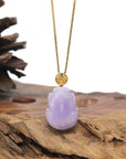 Baikalla Natural Vixen Lavender Jadeite Jade "PiXiu" Pendant W/ 18ky Gold Bail