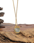 Baikalla 18K Yellow Gold "Apple" Natural Icy Light Green Jadeite Jade Pendant W/ Natural Diamonds