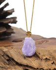 Baikalla Natural Vixen Lavender Jadeite Jade "PiXiu" Pendant W/ 18ky Gold Bail