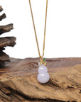 Baikalla Natural Light Lavender Jadeite Jade "Hulu" Pendant W/ 18ky Gold Bail & Natural Diamonds