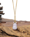 Baikalla Natural Light Lavender Jadeite Jade "Hulu" Pendant W/ 18ky Gold Bail & Natural Diamonds
