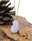 Baikalla 18K Yellow Gold "Cabbage" Natural Lavender Jadeite Jade Pendant W/ Natural Diamond