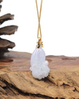 Baikalla 18K Yellow Gold "Cabbage" Natural Lavender Jadeite Jade Pendant W/ Natural Diamond