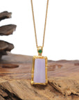 Baikalla 18K Yellow Gold "Bamboo" Natural Lavender Jadeite Jade Pendant W/ Natural Diamonds