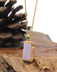 Baikalla 18K Yellow Gold "Bamboo" Natural Lavender Jadeite Jade Pendant W/ Natural Diamonds