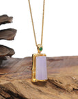 Baikalla 18K Yellow Gold "Bamboo" Natural Lavender Jadeite Jade Pendant W/ Natural Diamonds