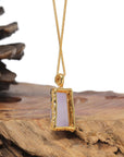 Baikalla 18K Yellow Gold "Bamboo" Natural Lavender Jadeite Jade Pendant W/ Natural Diamonds