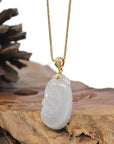 Baikalla 18K Yellow Gold "Ruyi" Natural Icy White Jadeite Jade Pendant W/ Natural Diamonds