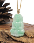 Baikalla 14K Yellow Gold "Guan Yin" Apple-Green Jadeite Jade Pendant W/ Natural Diamonds