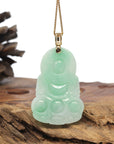 Baikalla 14K Yellow Gold "Guan Yin" Apple-Green Jadeite Jade Pendant W/ Natural Diamonds