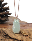 Baikalla 18K Rose Gold "Ruyi" Natural Icy Light Green Jadeite Jade Pendant W/ Natural Diamonds