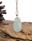 Baikalla 18K Rose Gold "Ruyi" Natural Icy Light Green Jadeite Jade Pendant W/ Natural Diamonds