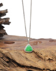 Baikalla 18K White Gold "Happy Buddha" Vibrant Green Jadeite Jade Pendant W/ Natural Diamonds