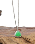 Baikalla 18K White Gold "Happy Buddha" Vibrant Green Jadeite Jade Pendant W/ Natural Diamonds