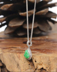 Baikalla 18K White Gold "Happy Buddha" Vibrant Green Jadeite Jade Pendant W/ Natural Diamonds