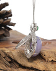 Baikalla 18K White Gold Natural Lavender Jadeite Jade Pendant W/ Natural Diamonds & Imperial Jade