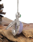 Baikalla 18K White Gold Natural Lavender Jadeite Jade Pendant W/ Natural Diamonds & Imperial Jade