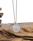 Baikalla "Ping An Kou" High-end Natural Icy Jadeite Jade Pendant W/ Natural Diamonds