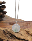 Baikalla "Ping An Kou" (Good Luck Button) 18K White Gold Natural Icy White Jadeite Jade Pendant W/ Natural Diamonds