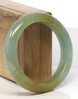 Baikalla Natural Icy Yellow-Green Jadeite Jade Bangle Bracelet (55.7mm)