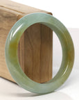 Baikalla Natural Icy Yellow-Green Jadeite Jade Bangle Bracelet (55.7mm)