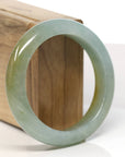 Baikalla Natural Icy Yellow-Green Jadeite Jade Bangle Bracelet (55.7mm)