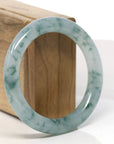 Baikalla Natural Ice Blue Green Jadeite Jade Bangle Bracelet (54.4mm)