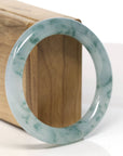 Baikalla Natural Ice Blue Green Jadeite Jade Bangle Bracelet (54.4mm)