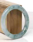 Baikalla Natural Ice Blue Green Jadeite Jade Bangle Bracelet (54.4mm)