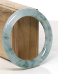Baikalla Natural Ice Blue Green Jadeite Jade Bangle Bracelet (54.4mm)