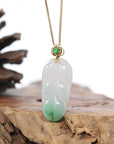 Genuine White Green Jadeite Jade Jin Zhi Yu Ye (Leaf) Necklace