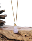 Natural Lavender Jadeite Jade "Magic Bottle Gourd" Hulu Necklace With 18k Yellow Gold Bail
