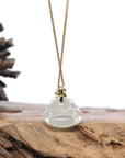 Burmese Jadeite Jade Happy Buddha Necklace With 18K Gold Bail