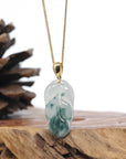 Genuine Ice Green Jadeite Jade Jin Zhi Yu Ye (Leaf) Necklace