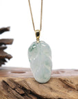 Genuine Ice Green Jadeite Jade Jin Zhi Yu Ye (Leaf) Necklace