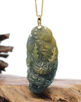 Natural Guatemalan Jadeite Jade Yellow Green Pendant For Men