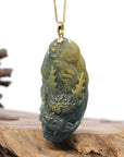 Natural Guatemalan Jadeite Jade Yellow Green Pendant For Men