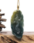 Natural Guatemalan Jadeite Jade Yellow Green Pendant For Men