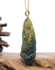 Natural Guatemalan Jadeite Jade Yellow Green Pendant For Men
